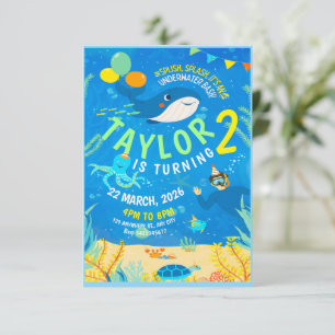 underwater marine life birthday invitation