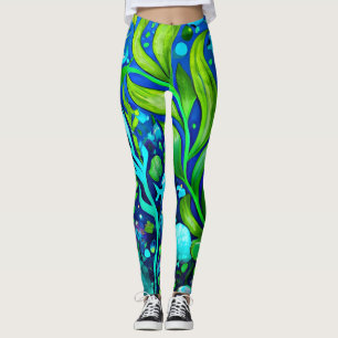 Underwater marine sea plants pattern leggings