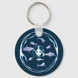 Underwater Meditation Swimming With Sharks Key Ring