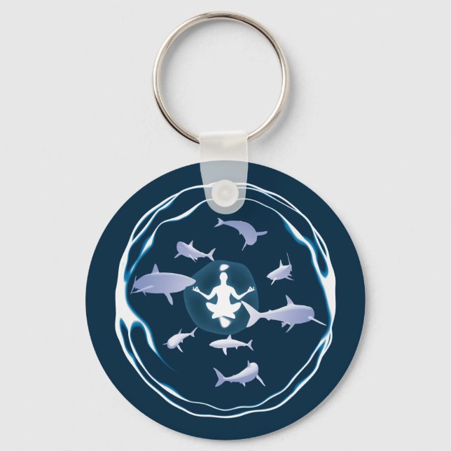 Underwater Meditation | Swimming With Sharks Key Ring (Front)