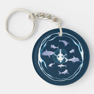 Underwater Meditation Swimming With Sharks Key Ring