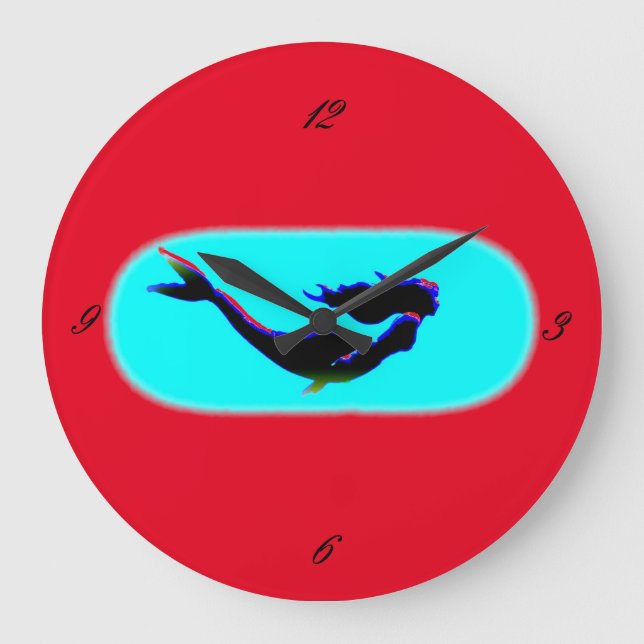 underwater mermaid swimming large clock (Front)