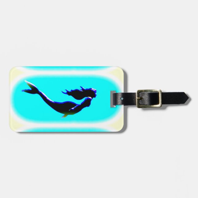 underwater mermaid swimming luggage tag (Front Horizontal)