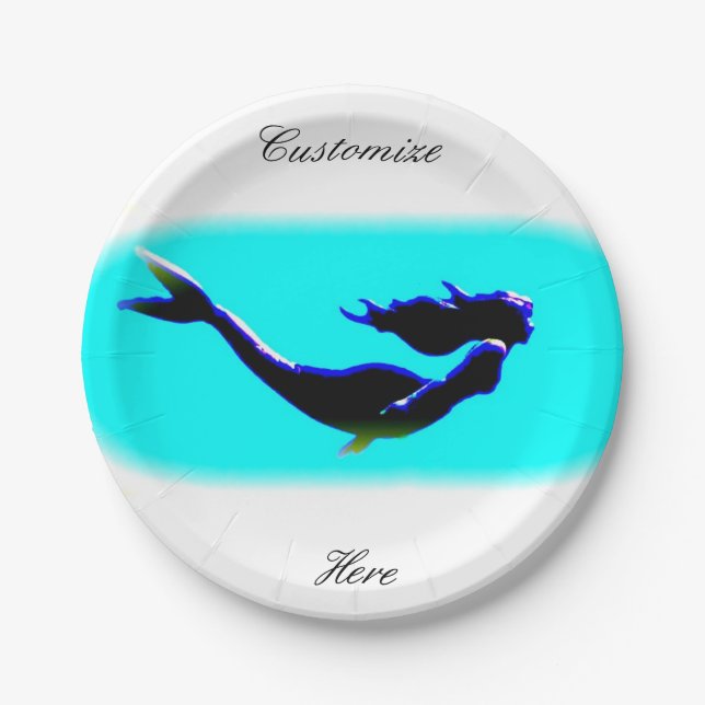 underwater mermaid swimming paper plate (Front)
