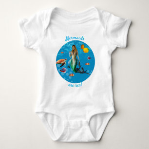 Underwater Mermaid Treasure Hunt Fantasy Blue Baby Bodysuit