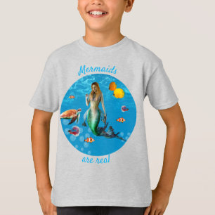 Underwater Mermaid Treasure Hunt Fantasy Blue T-Shirt