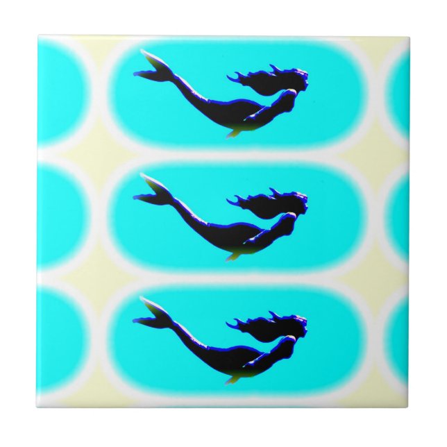 underwater mermaids swimming tile (Front)
