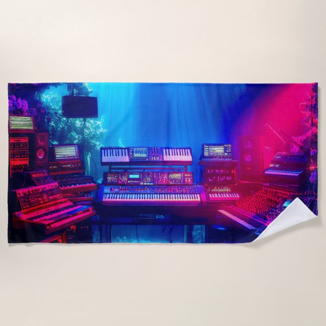 Underwater Music Studio Beach Towel (Front)
