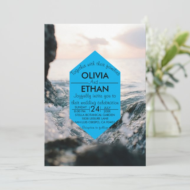 Underwater nature seaside Wedding Invitation (Standing Front)