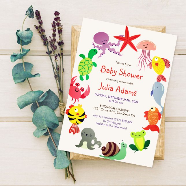 Underwater Nautical Sea Marine Animals Baby Shower Invitation (Creator Uploaded)