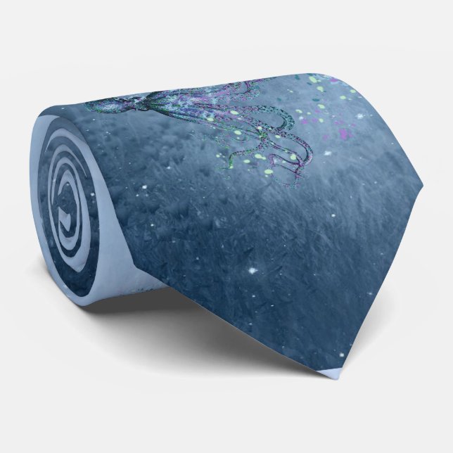 Underwater Ocean Sea Octopus Animal Blue Shades  Tie (Rolled)