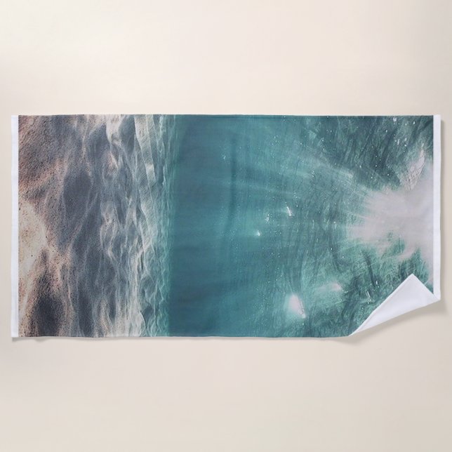 Underwater Ocean Sea Waves Summer Surf Sunshine Beach Towel (Front)