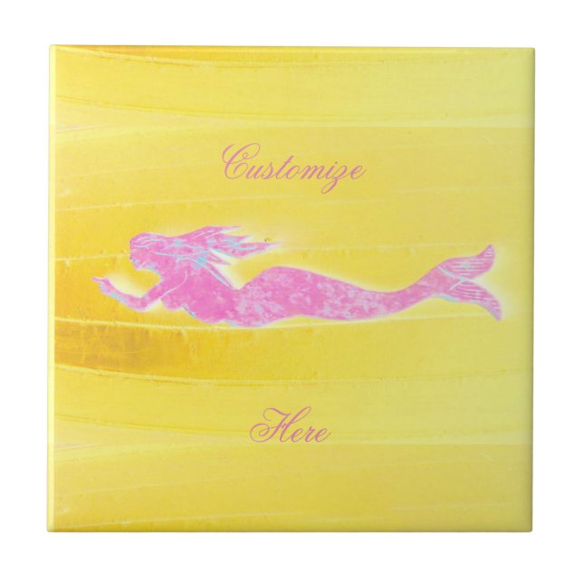 underwater pink mermaid swimming tile (Front)