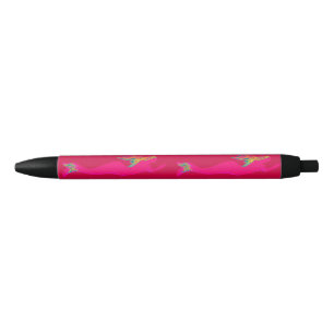 underwater pink mermaids red black ink pen