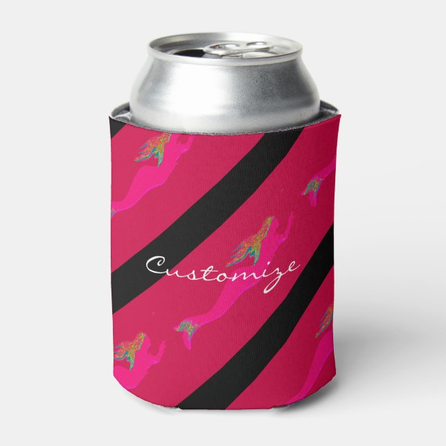 underwater pink mermaids red can cooler (Can Front)