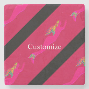 underwater pink mermaids stone coaster