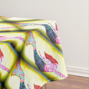 underwater pink mermaids swimming yellow tablecloth