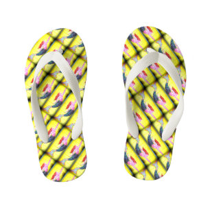 underwater pink mosaic mermaids swimming kid's jandals