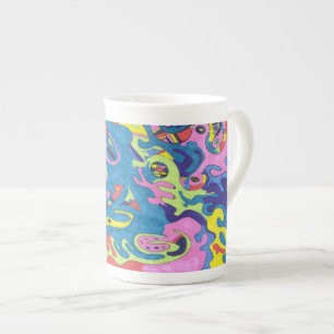 "Underwater Playground" Abstract Art Bone China Mug