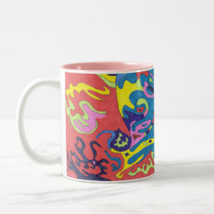 "Underwater Playground" Abstract Art Two-Tone Coffee Mug