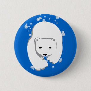 Underwater Polar Bear 6 Cm Round Badge