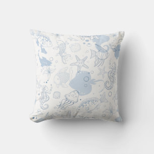 Underwater print Pillow, Coastal Decor Cushion