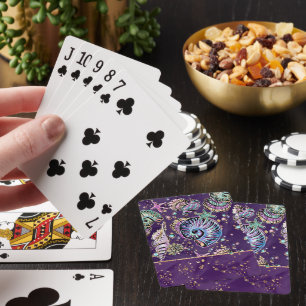 Underwater Purple Luxe   Dark Pastel Gold Sea Life Playing Cards