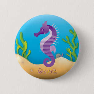 Underwater Purple Seahorse 6 Cm Round Badge