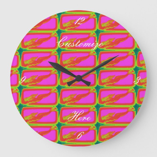 underwater red mermaid swimming large clock (Front)