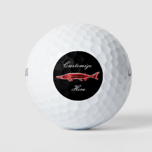 underwater red sturgeon black golf balls