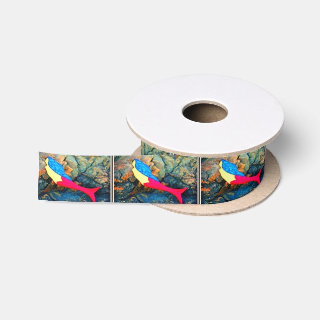 underwater red-tailed mermaid satin ribbon (Spool)