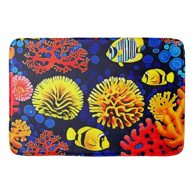 Underwater Reef Life Bright Design Bath Mat (Front)