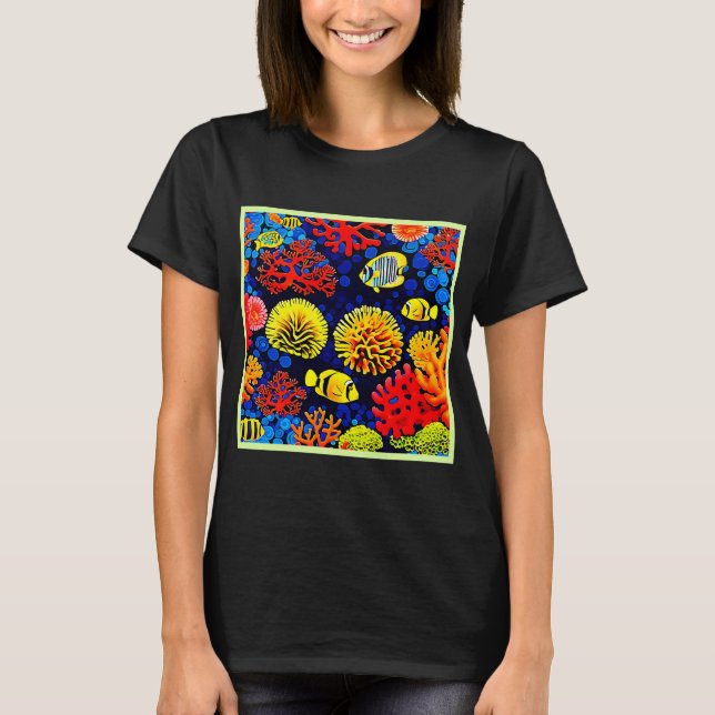 Underwater Reef Life Bright Design T-Shirt (Front)