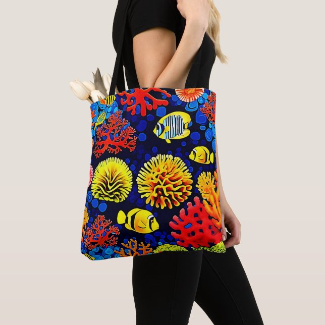 Underwater Reef Life Bright Design Tote Bag (Close Up)
