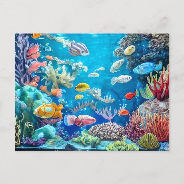 Underwater Scene with Funny Fish Postcard (Front)