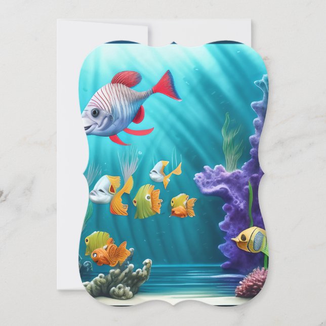 Underwater Scene with Hyper Realistic Fish Card (Front)