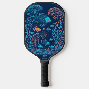Underwater scenery colourful fishes and coral ree pickleball paddle