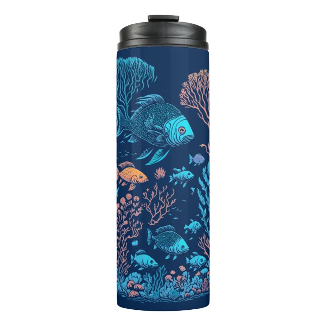 Underwater scenery  colourful fishes and coral ree thermal tumbler (Front)