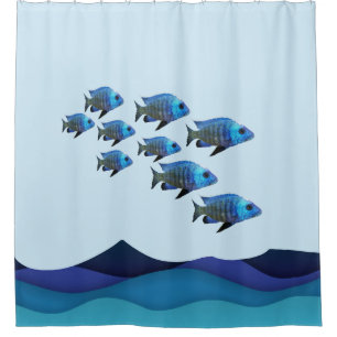 Underwater scenery with fish shower curtain