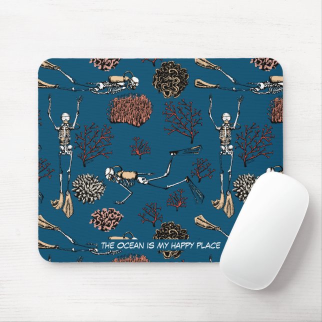 Underwater Scuba Diver The Ocean is my Happy Place Mouse Pad (With Mouse)