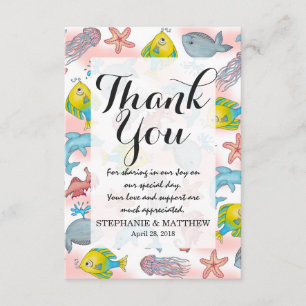 Underwater Sea Creatures Watercolor Illustrations Thank You Card