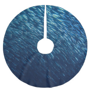 Underwater Sea Fish School Abstract Brushed Polyester Tree Skirt