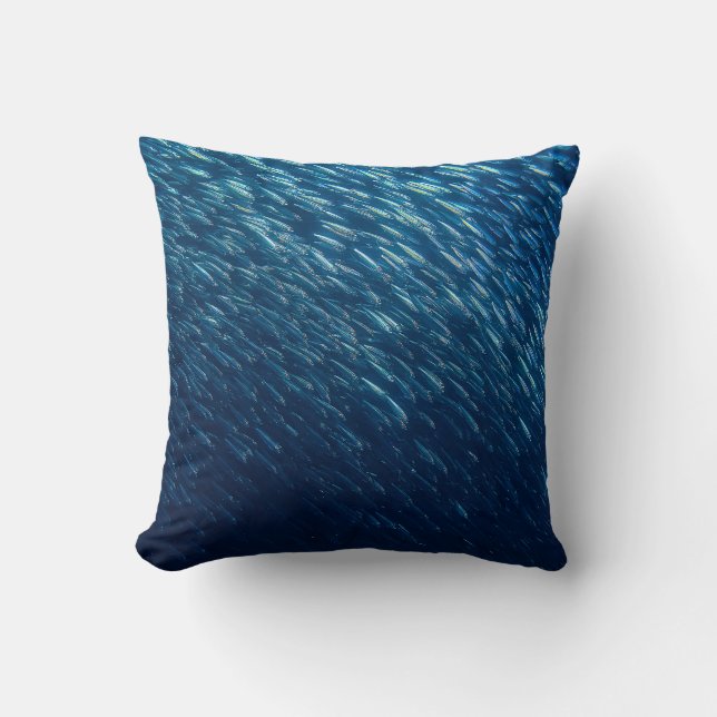 Underwater Sea Fish School Abstract Cushion (Front)
