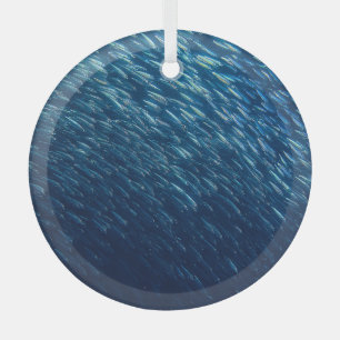 Underwater Sea Fish School Abstract Glass Tree Decoration