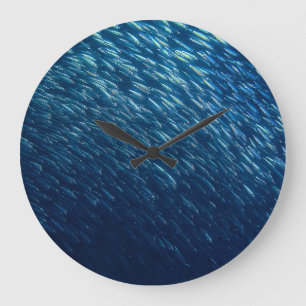 Underwater Sea Fish School Abstract Large Clock