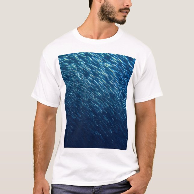 Underwater Sea Fish School Abstract T-Shirt (Front)