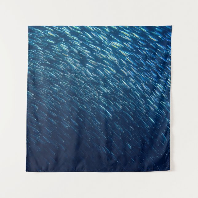 Underwater Sea Fish School Abstract Tapestry (Front)