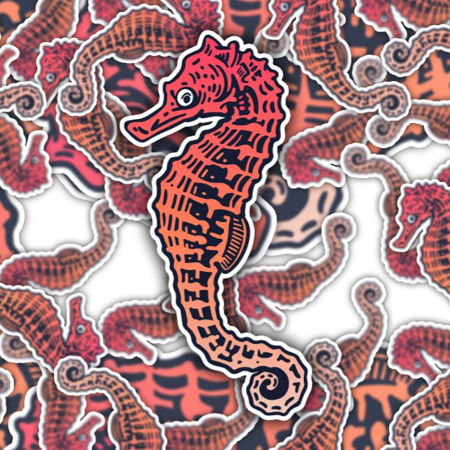 Underwater Sea Horse Red Sticker | Die-Cut Sticker (Creator Uploaded)