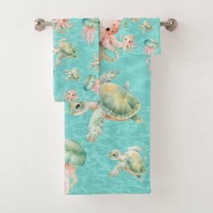 Underwater Sea Life Bath Towel Set