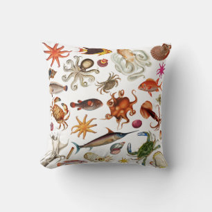 Underwater Sea Life Illustration Pattern Cushion